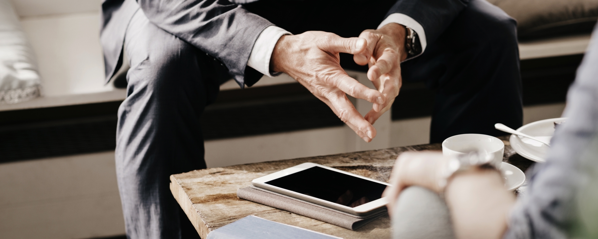 Advisor and client hands